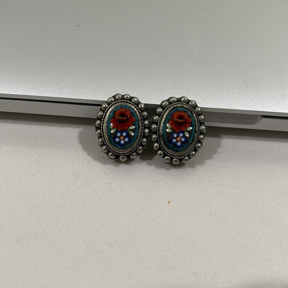 Vintage micro mosaic earrings - Picture 1 of 7
